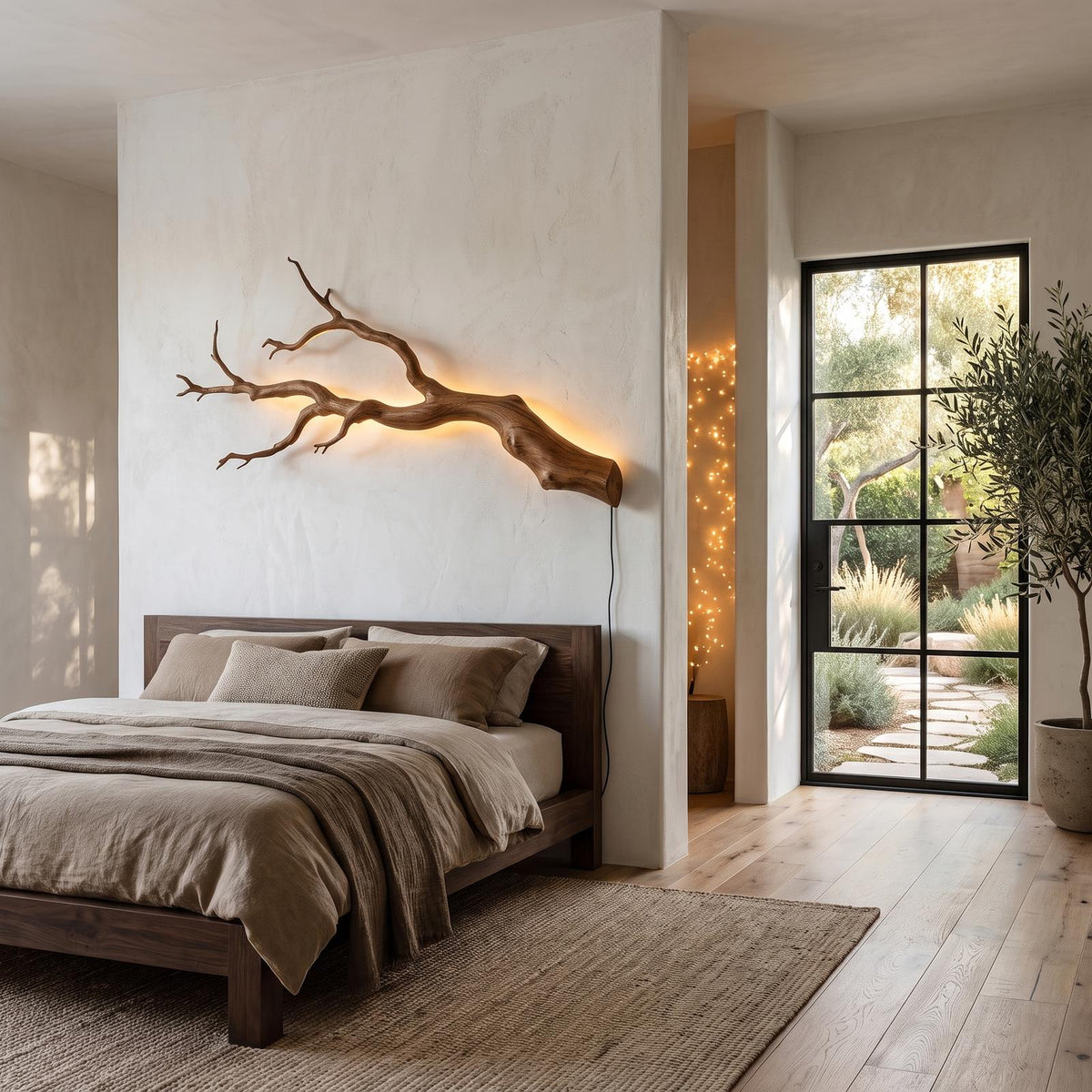 Organic Wall Lamp With Sculptural Tree Branch Design For Living Room