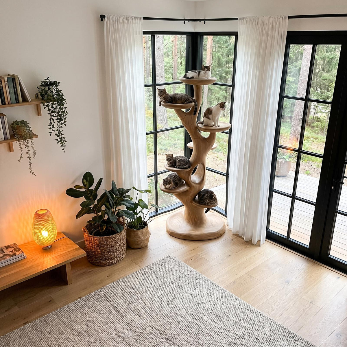 Sculptural Cat Tree With Multi Level Platforms For Indoor Cats