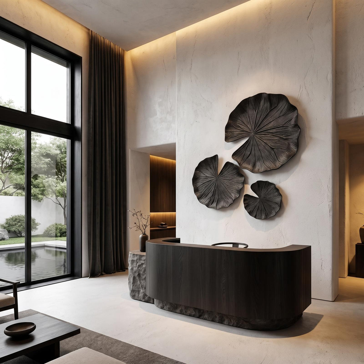 Modern Wood Wall Sculpture With Abstract Floral Design For Living Room