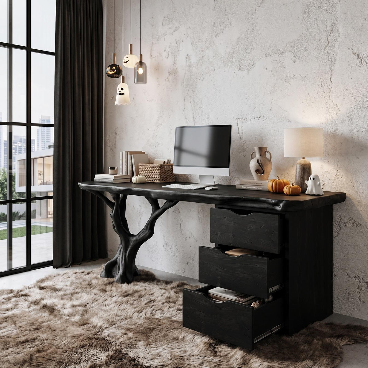 Mid Century Halloween Desk Branch Design For Study Room And Workspace