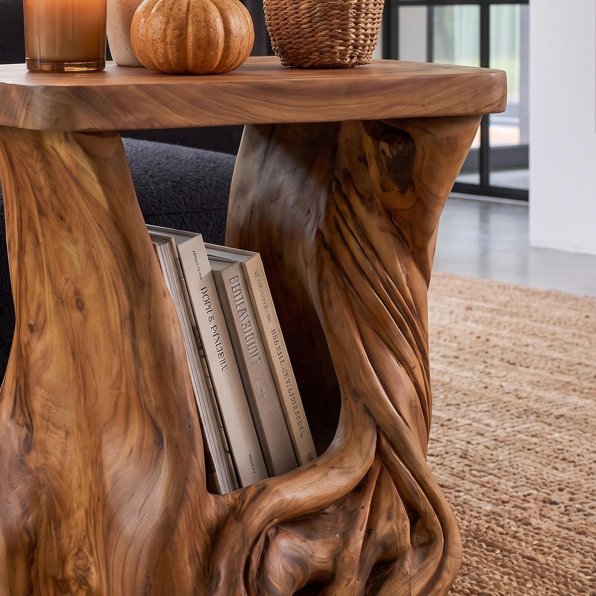Modern Beside Table Halloween Inspired With Sculptural Tree Base For Living Room