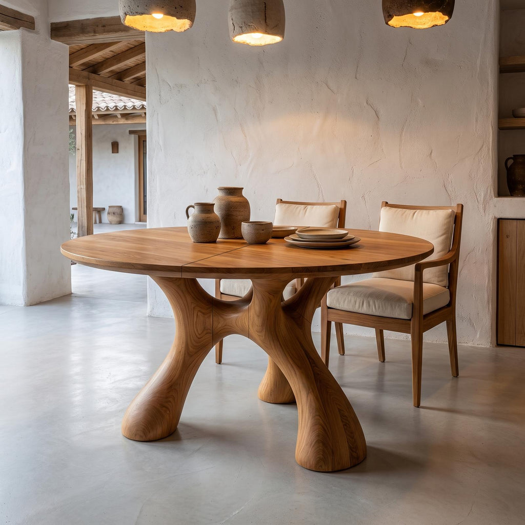 Organic Round Dining Table With Sculptural Infinity Design For Dining Room And Kitchen