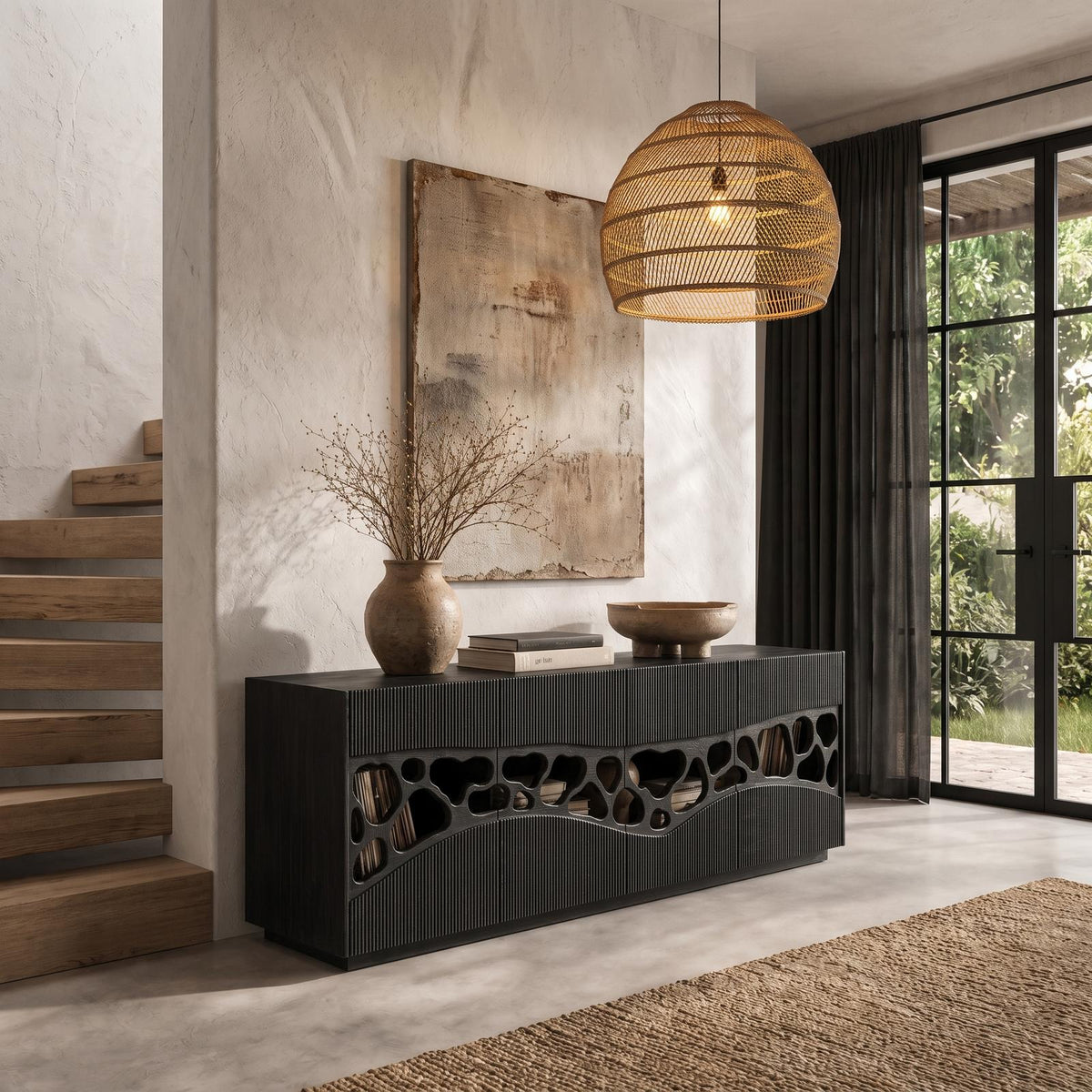 Contemporary Sideboard With Organic Cutout Design For Dining Room And Living Room SINLHASD002