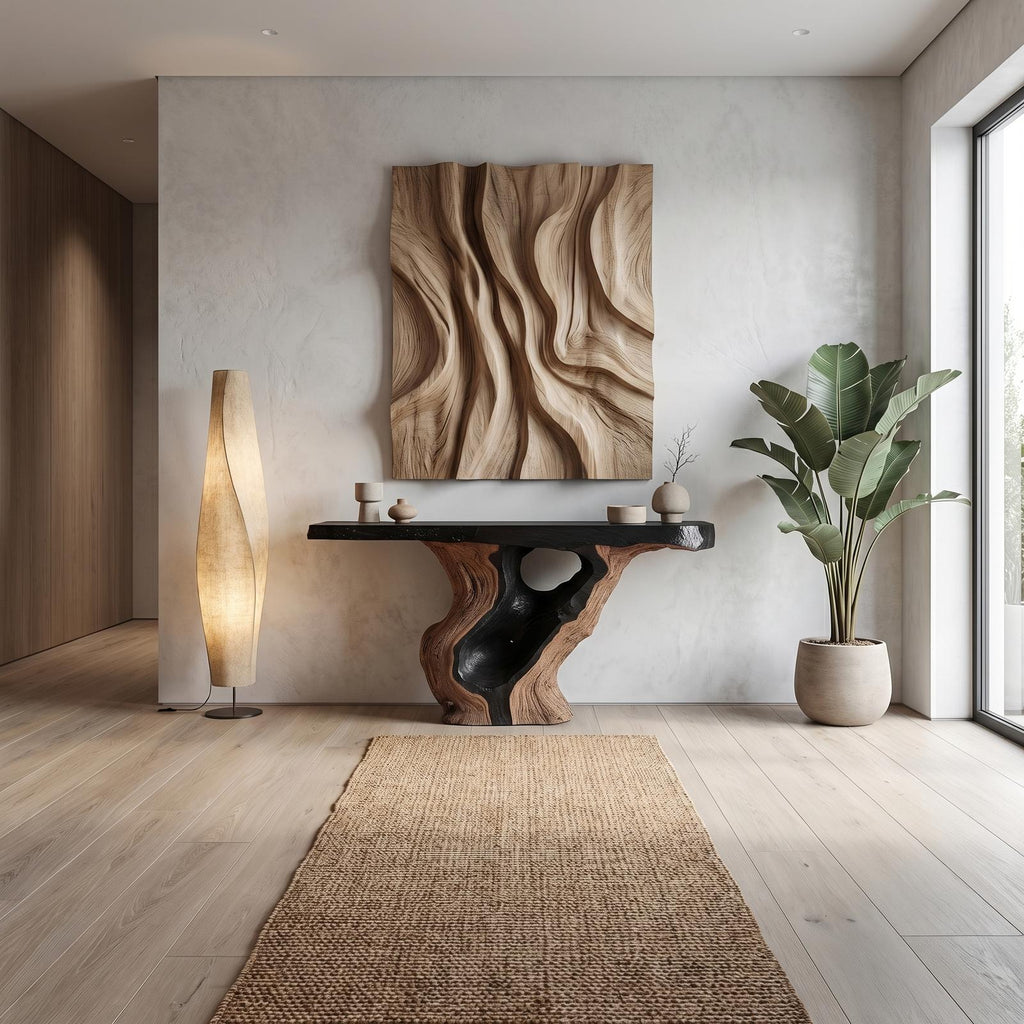 Spry Interior Sculptural Tree Root Console Table, Rustic Natural Solid Wood Entryway Table & Living Room Credenza, SINLHACS567