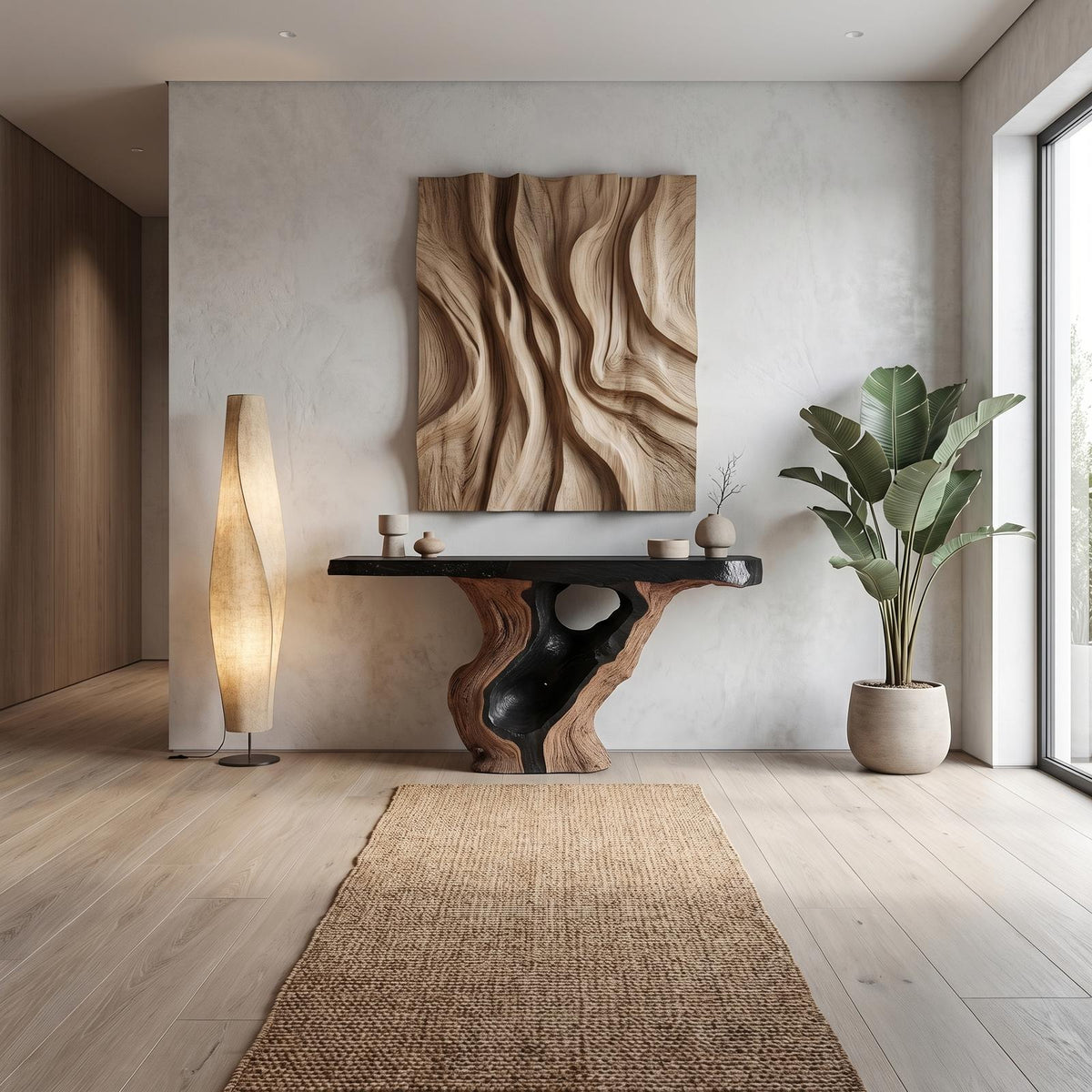 Spry Interior Sculptural Tree Root Console Table, Rustic Natural Solid Wood Entryway Table & Living Room Credenza, SINLHACS567