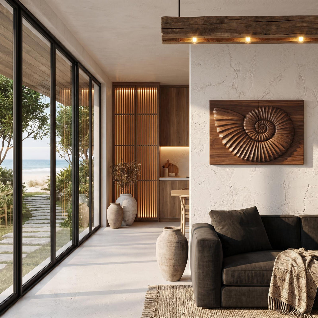 Modern Ammonite Fossil Decorative Wall Panel For Living Room