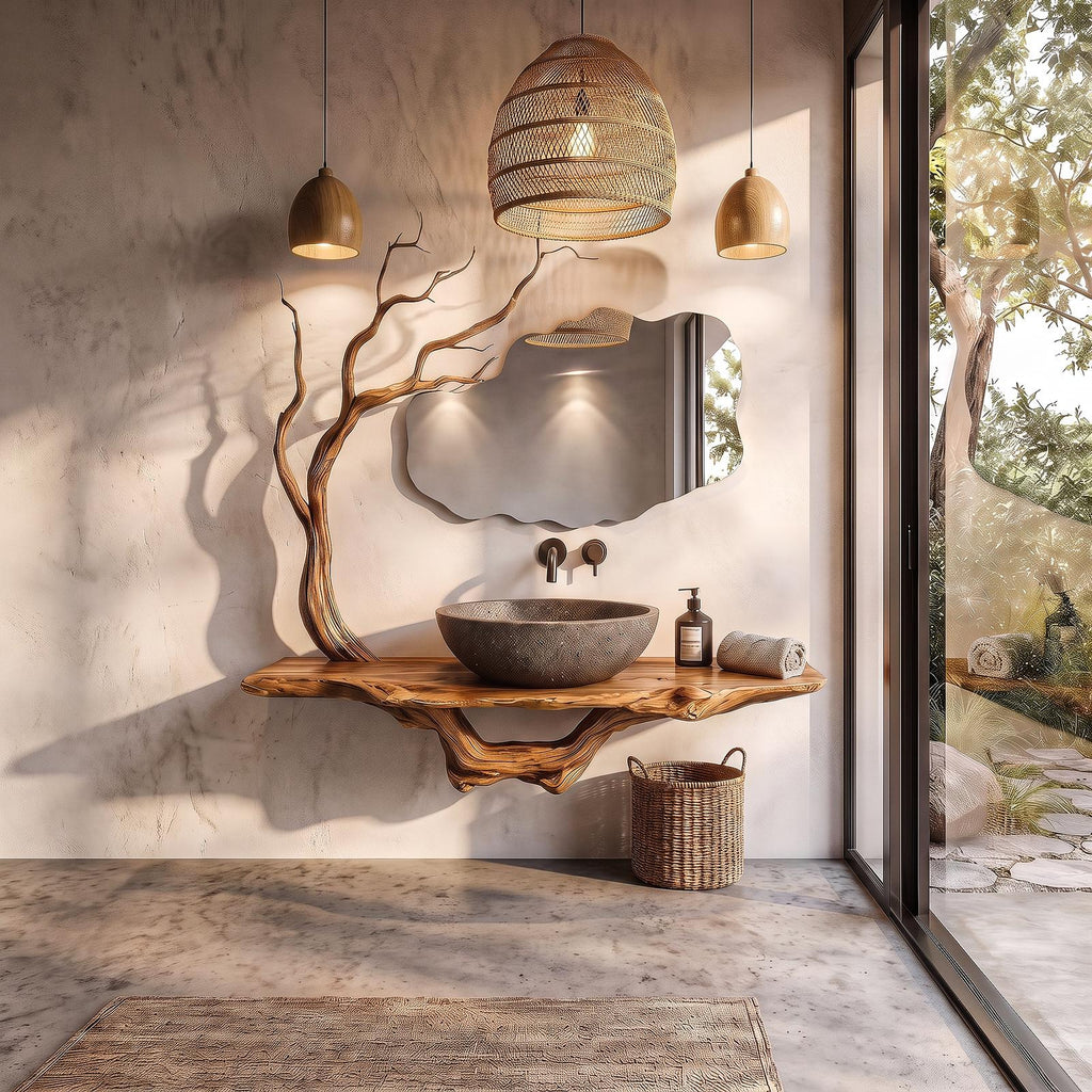 Organic Tree Branch Bathroom Vanity Wall Mounted Sink Console SINLHABRV327