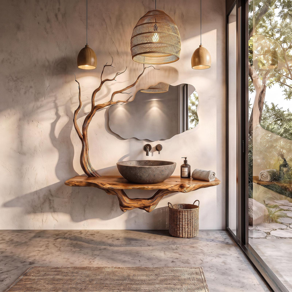 Organic Tree Branch Bathroom Vanity Wall Mounted Sink Console SINLHABRV327