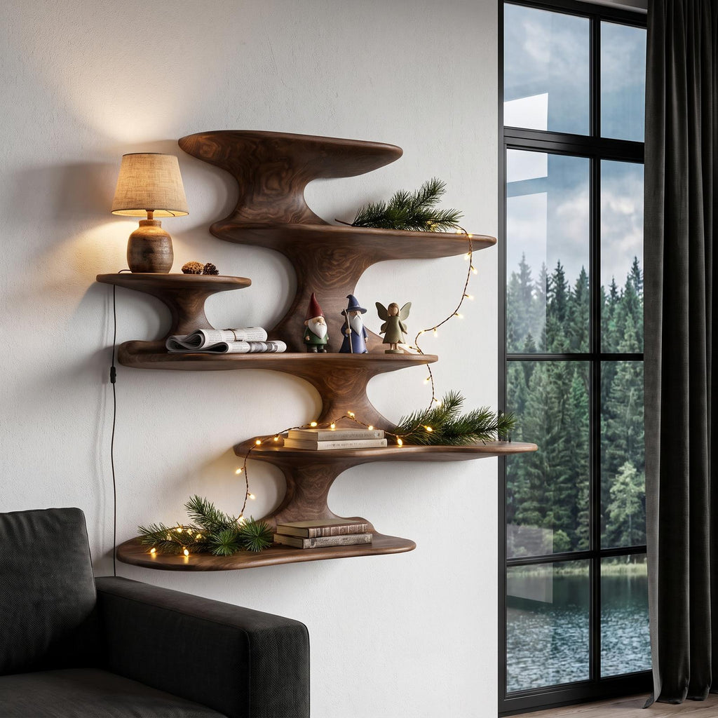 Minimalist Floating Shelf Handcrafted Solid Wood Design For Bedroom