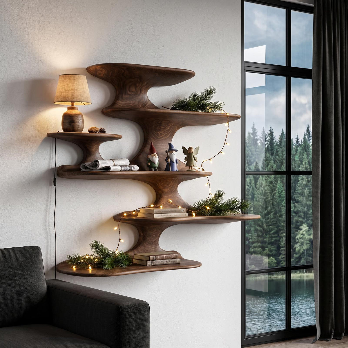 Minimalist Floating Shelf Handcrafted Solid Wood Design For Bedroom