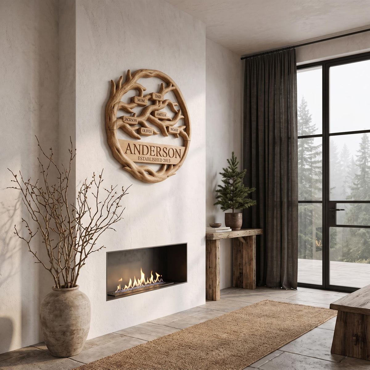 Organic Personalized Family Tree Wall Decor For Living Room And Entryway