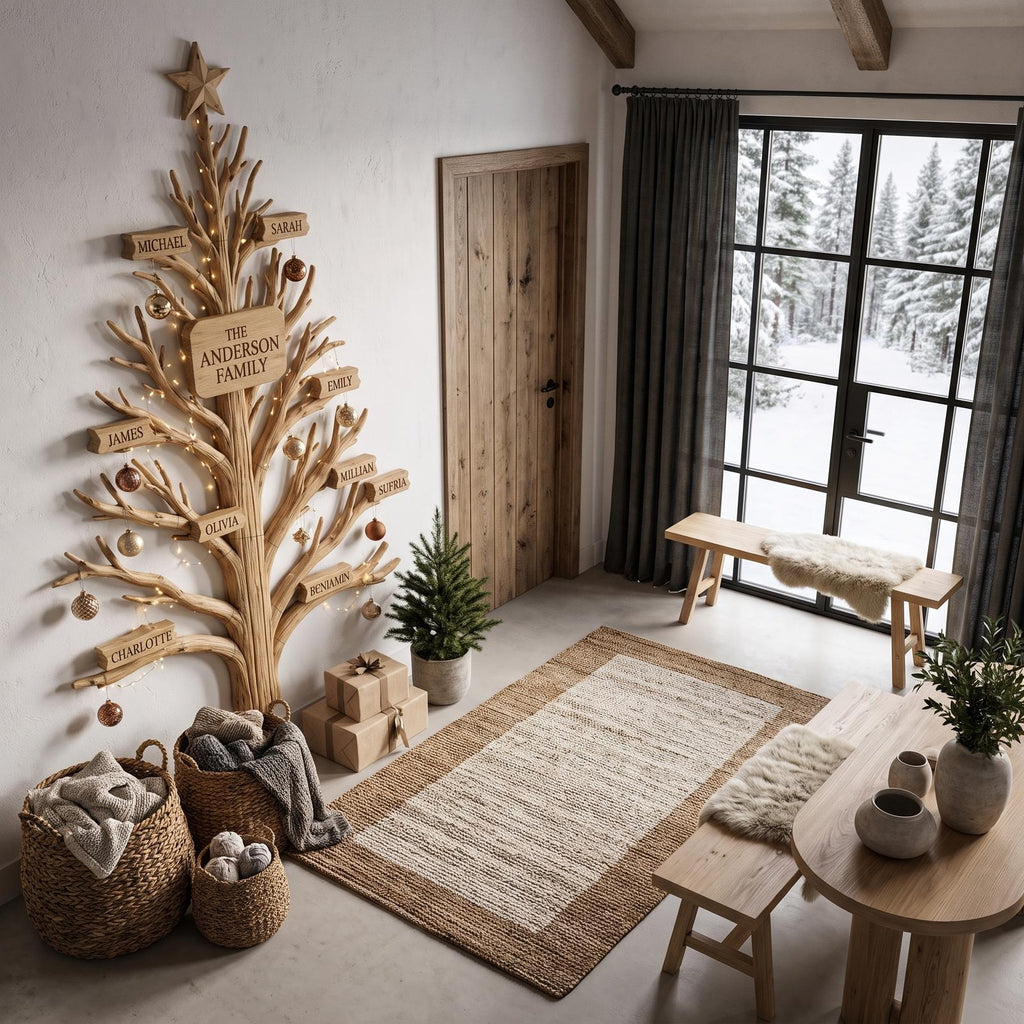 Rustic Family Tree Wall Decor With Personalized Family Name For Entryway And Living Room