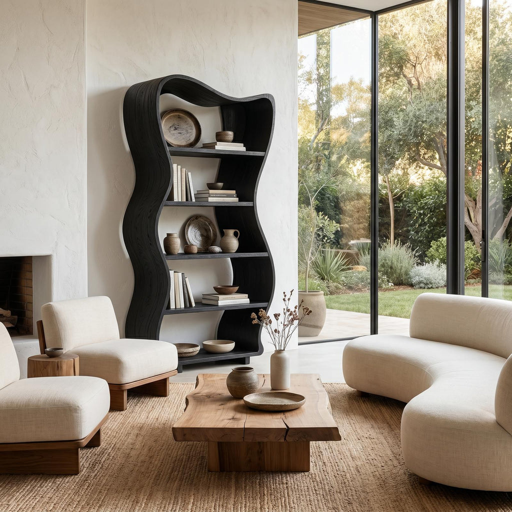 Sculptural Tree Shelf, Organic Solid Wood Bookcase and Display Rack for Living Room & Reading Corner