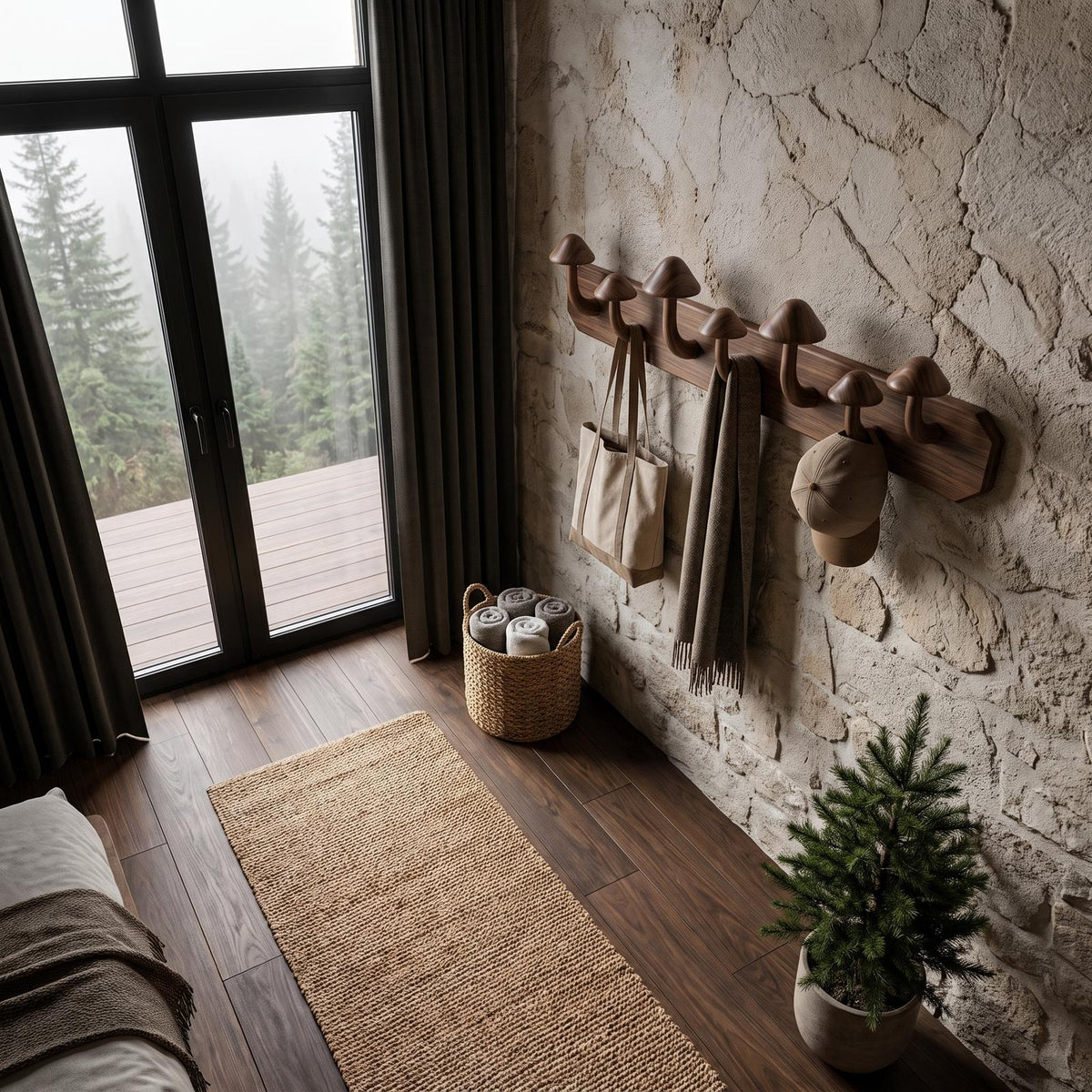 Mushroom Wall Mounted Coat Rack Hook Organizer For Entryway Hallway