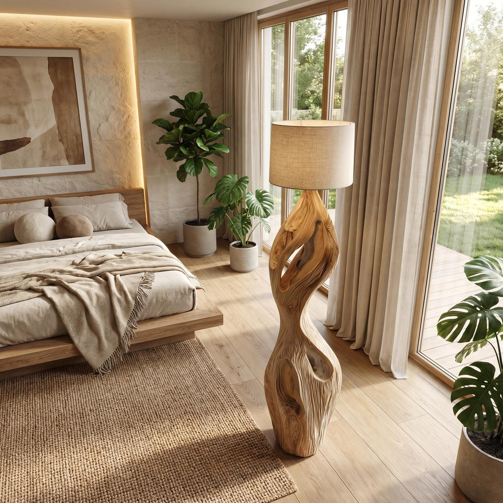 Organic Twisted Floor Lamp Sculptural Double Curve Design Living Room And Bedroom