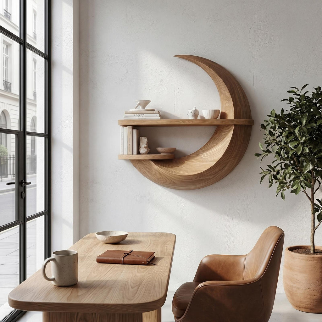 Rustic Floating Shelf with Natural Wood Display Storage, Wall Mounted Ledge Shelf
