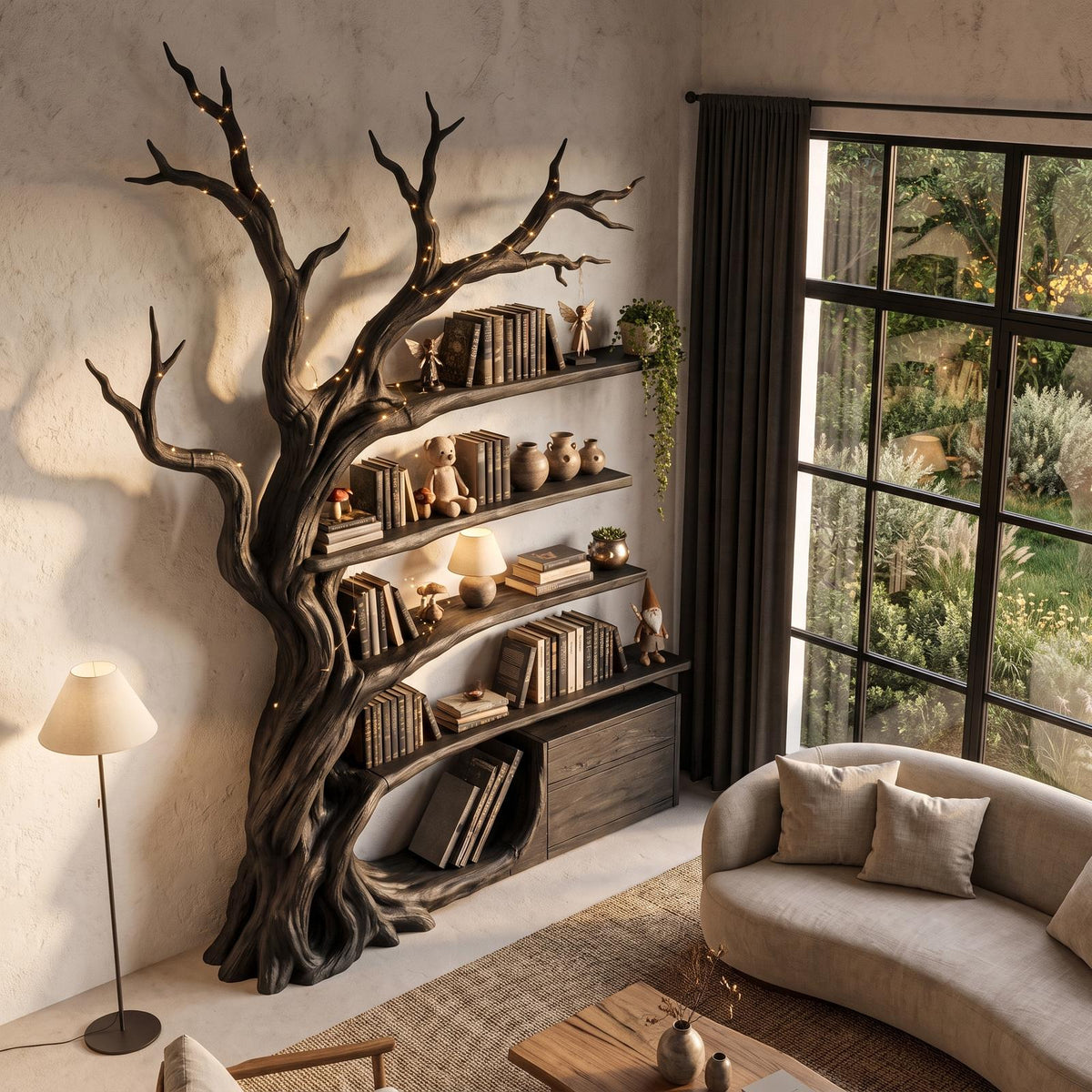 Modern Tree Bookshelf Handcrafted Branch Shelves For Home Library