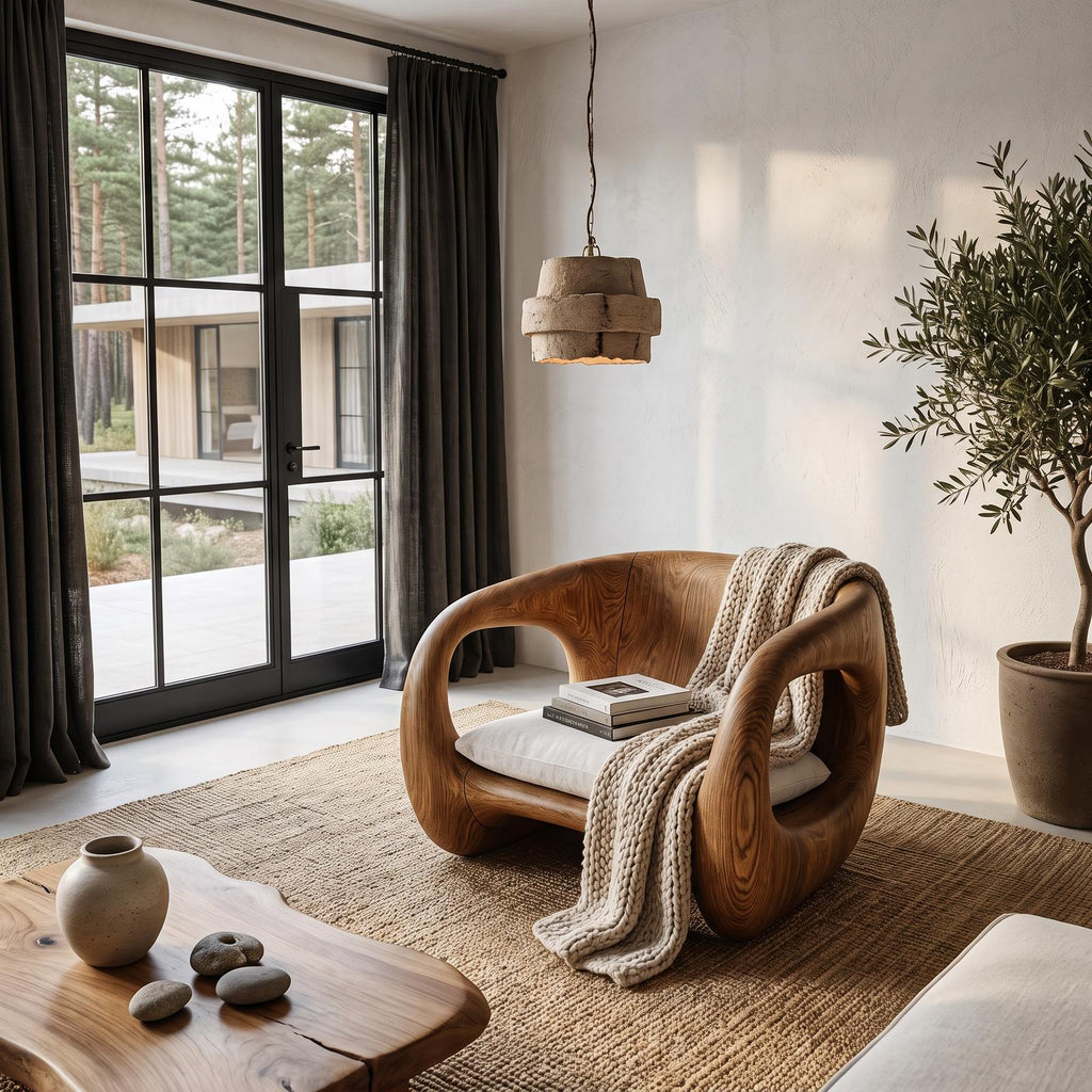 Contemporary Sculptural Chair With Flowing Armrest Design For Living Room SINLHACHR039