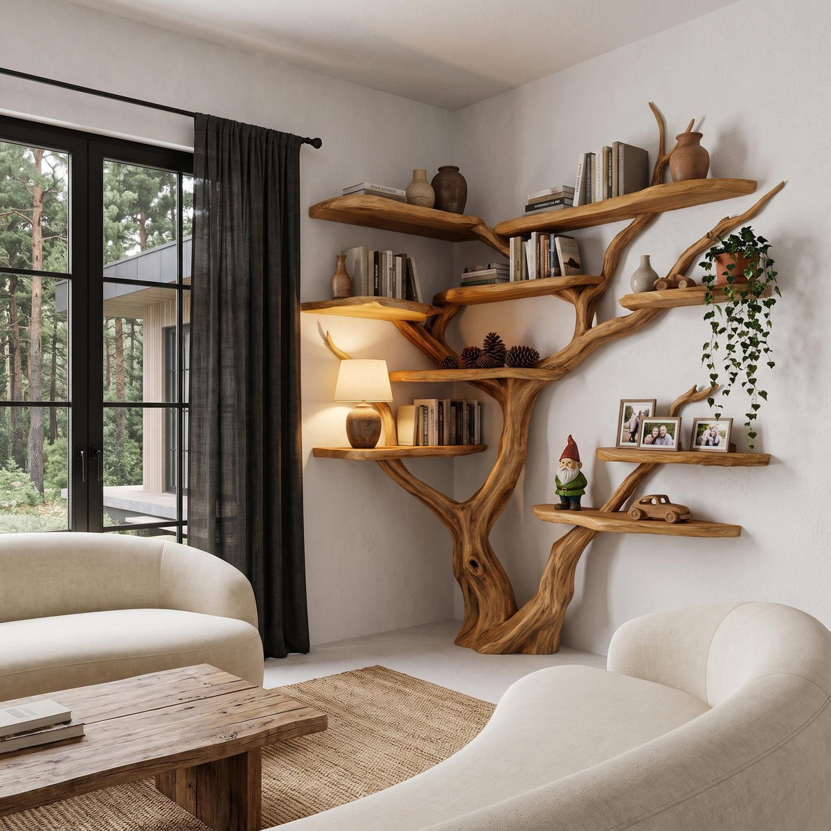 Contemporary Tree Bookshelf With Corner Branch Design For Home Office SINLHATB778