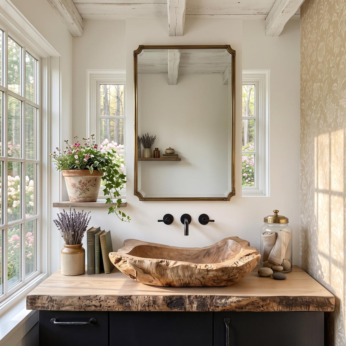 Mid Century Wood Wash Basin For Luxury Bathroom Furniture
