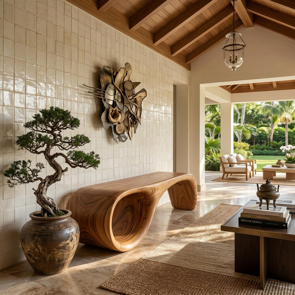 Modern Sculptural Bench Luxury Bedroom