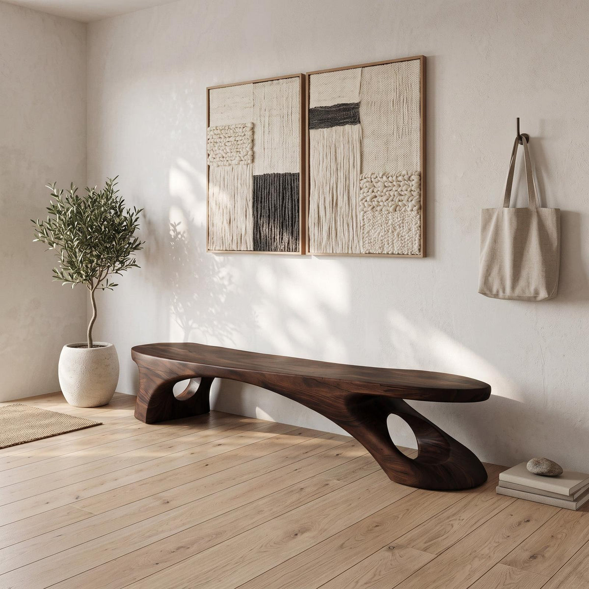 Modern Sculptural Bench With Organic Design For Entryway SITHHNCHR045