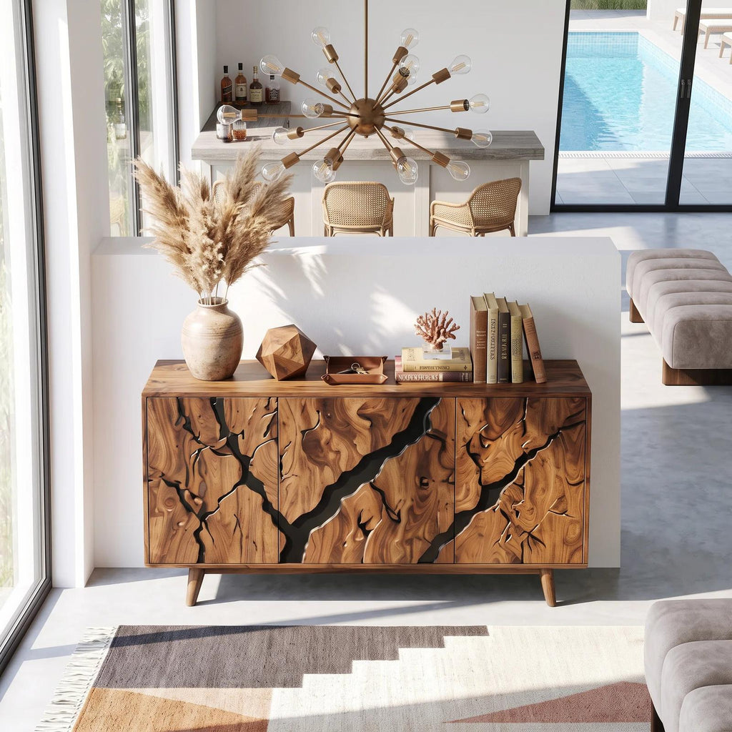 Contemporary Carved Sideboard Cabinet Entryway