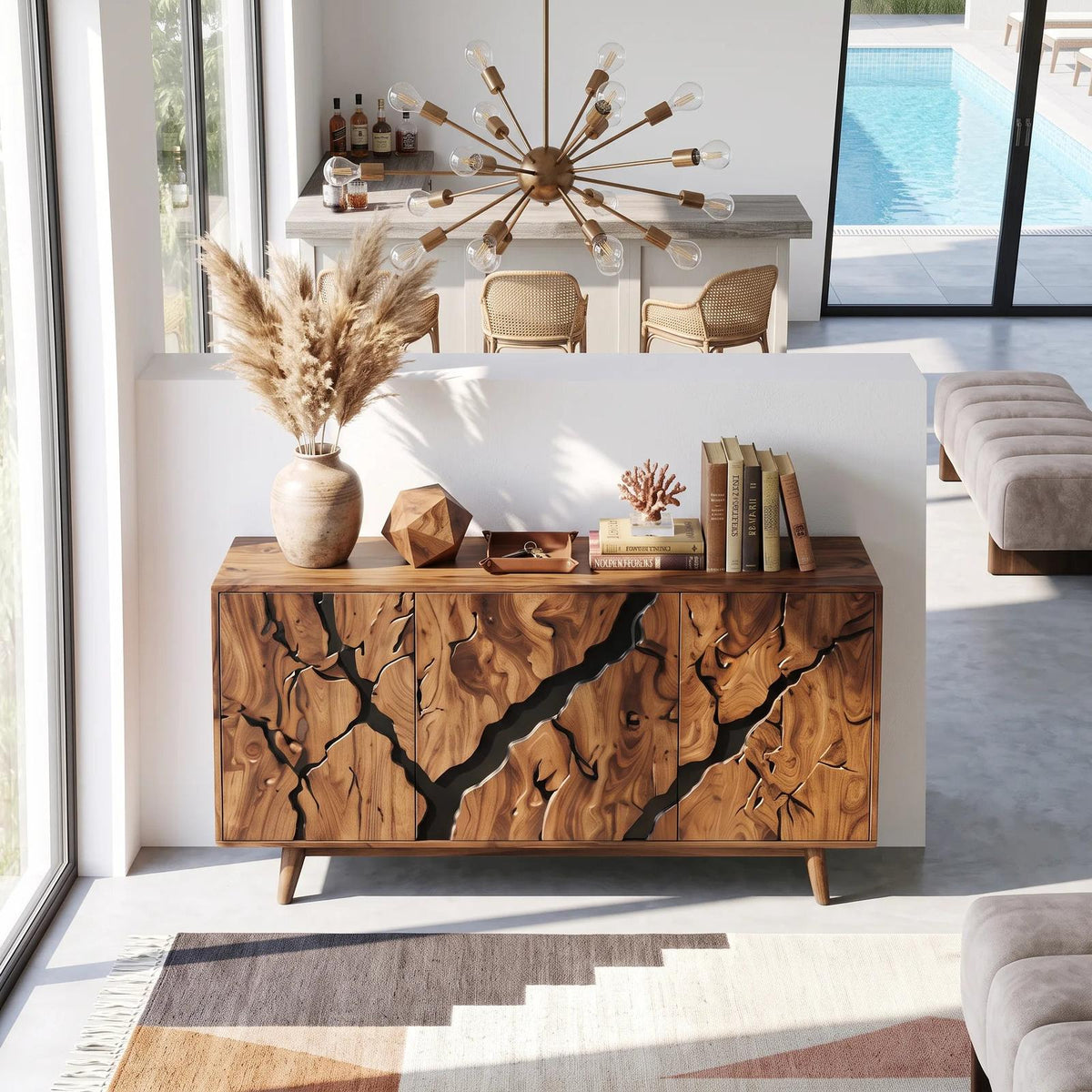 Contemporary Carved Sideboard Cabinet Entryway