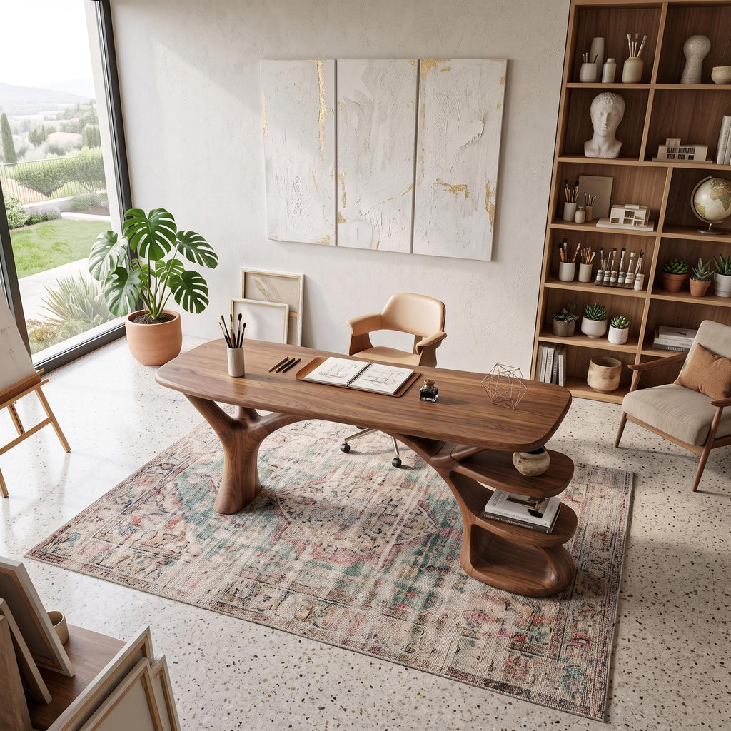 Modern Organic Form Study Desk Bedroom Workspace
