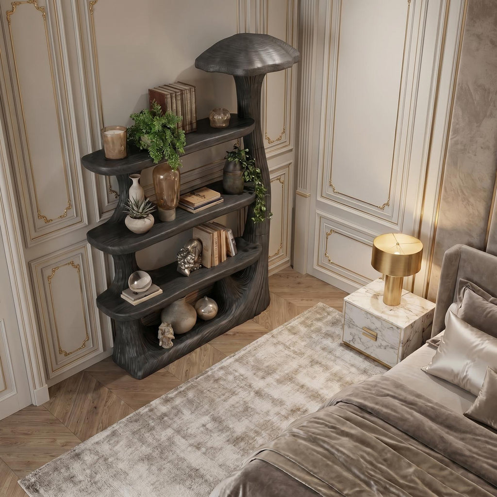 Mushroom Bookshelf Wooden Bookcase Display Shelf For Living Room Bedroom Decor