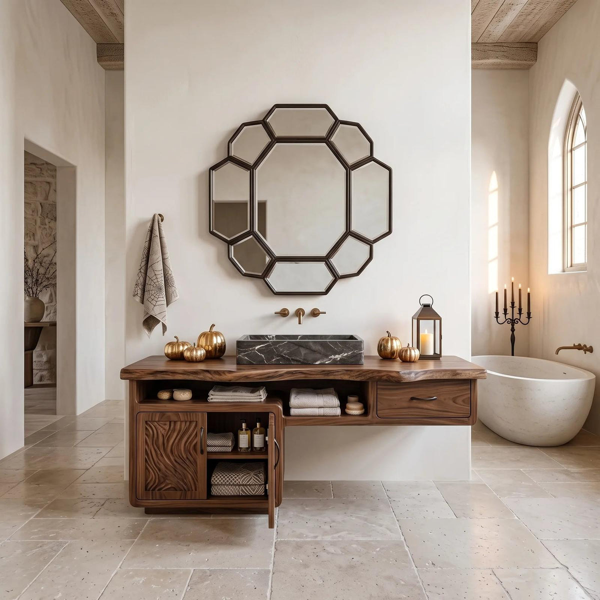 Farmhouse Halloween Storage Bathroom Vanity Luxury Bathroom