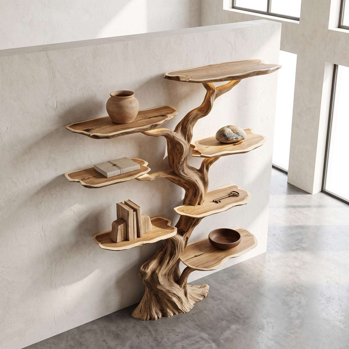 Modern Tree Bookshelf Wood Handmade Natural Gift