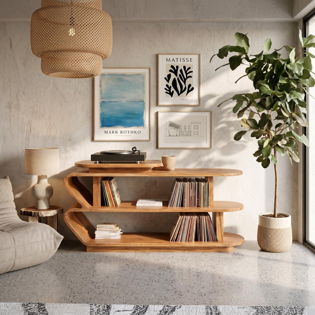 Handcrafted Wood Media Console For Entryway Design