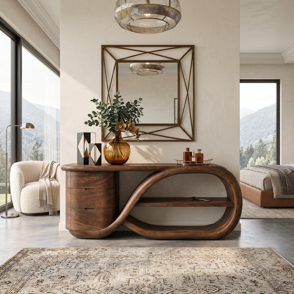 Modern Cross Base Console Table Luxury Hallway