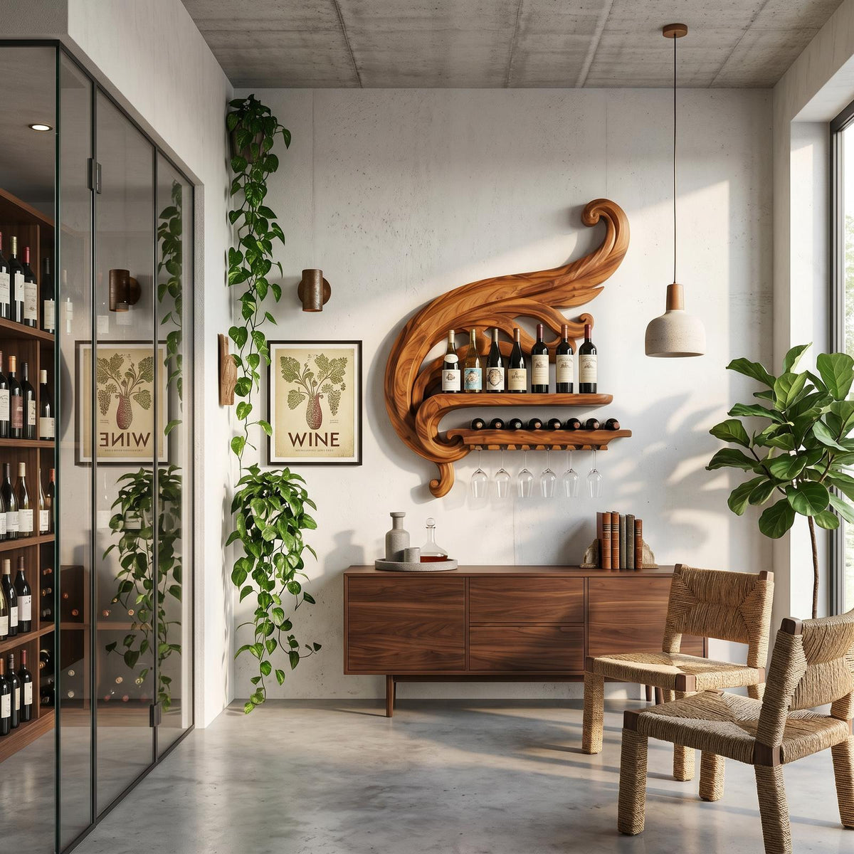 Farmhouse Wine Bottle Holder For Kitchen