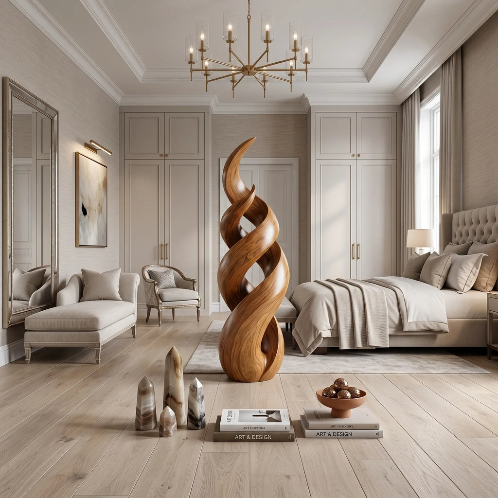 Rustic Twisted Wood Sculpture For Elegant Outdoor Patio Decor
