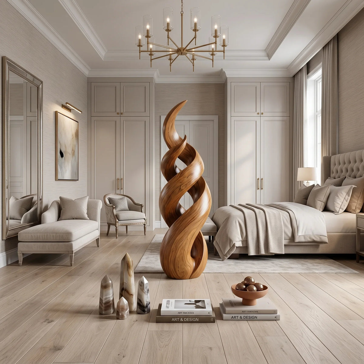 Rustic Twisted Wood Sculpture For Elegant Outdoor Patio Decor