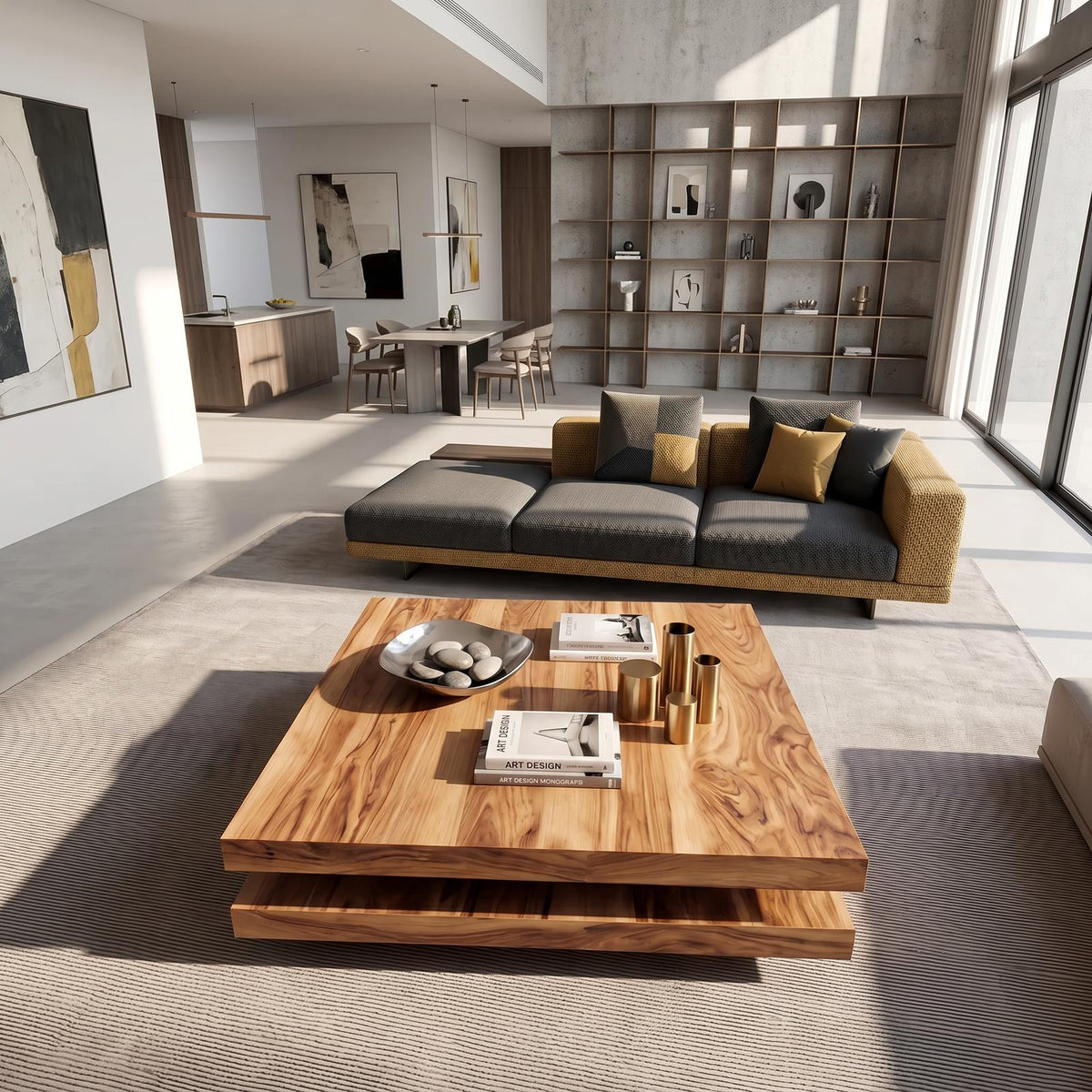 Modern Rustic Wooden Live Edge Coffee Table, Handcrafted Solid Wood Center Cocktail Table with Metal Legs for Living Room
