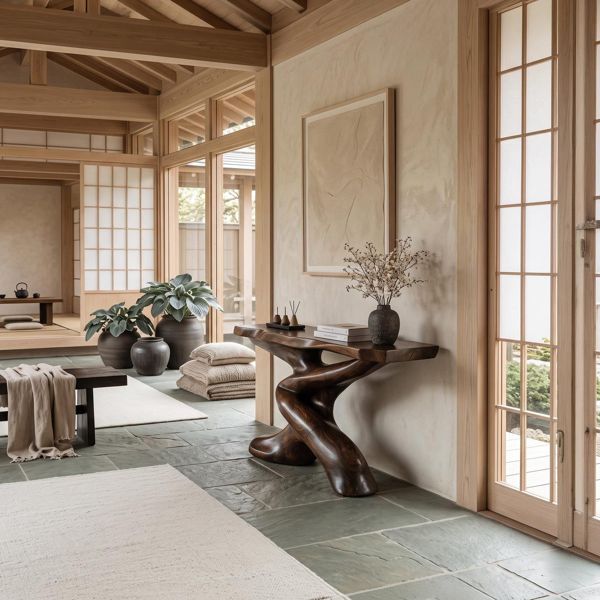 Rustic Farmhouse Solid Wood Console Table, Handcrafted Entryway Hallway Accent Table for Home Design