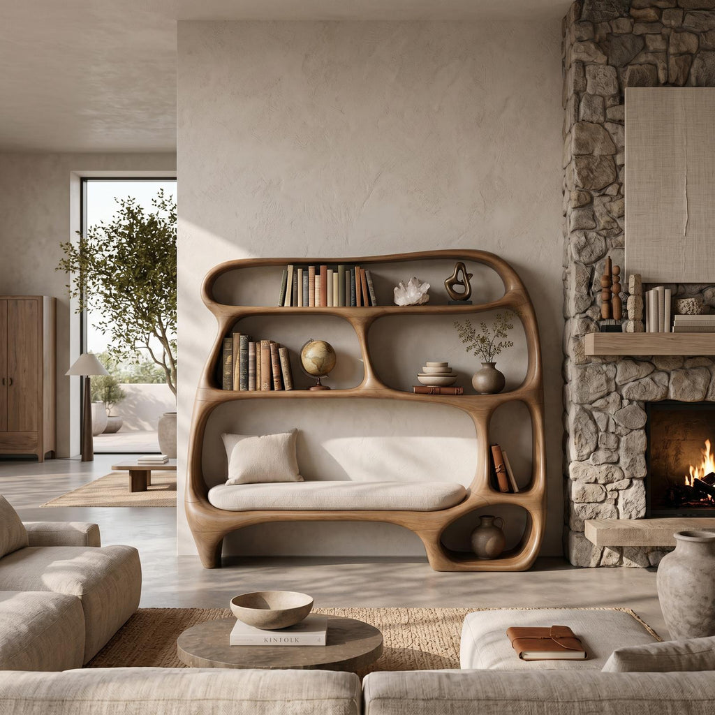 Contemporary Organic Bookshelf For Modern Living Room SILDTTNBS035
