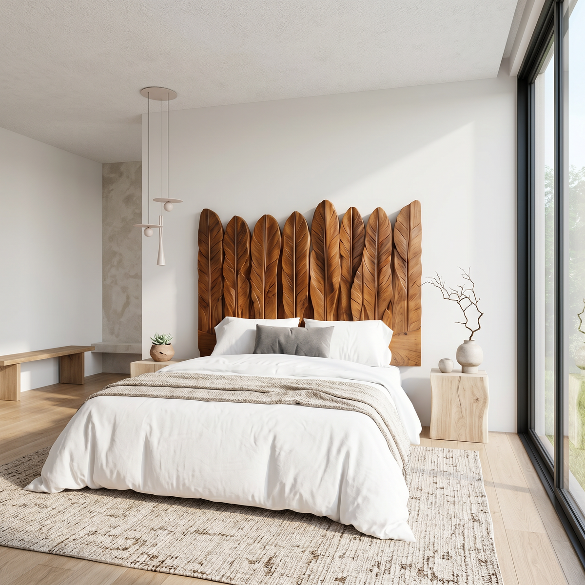 Rustic Live Edge Headboard Wooden Bed Headboard For Bedroom SINLSAHB041