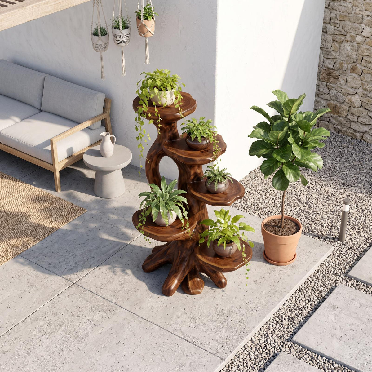 Modern Plant Stand With Sculptural Platforms For Living Room SINLSAPT022
