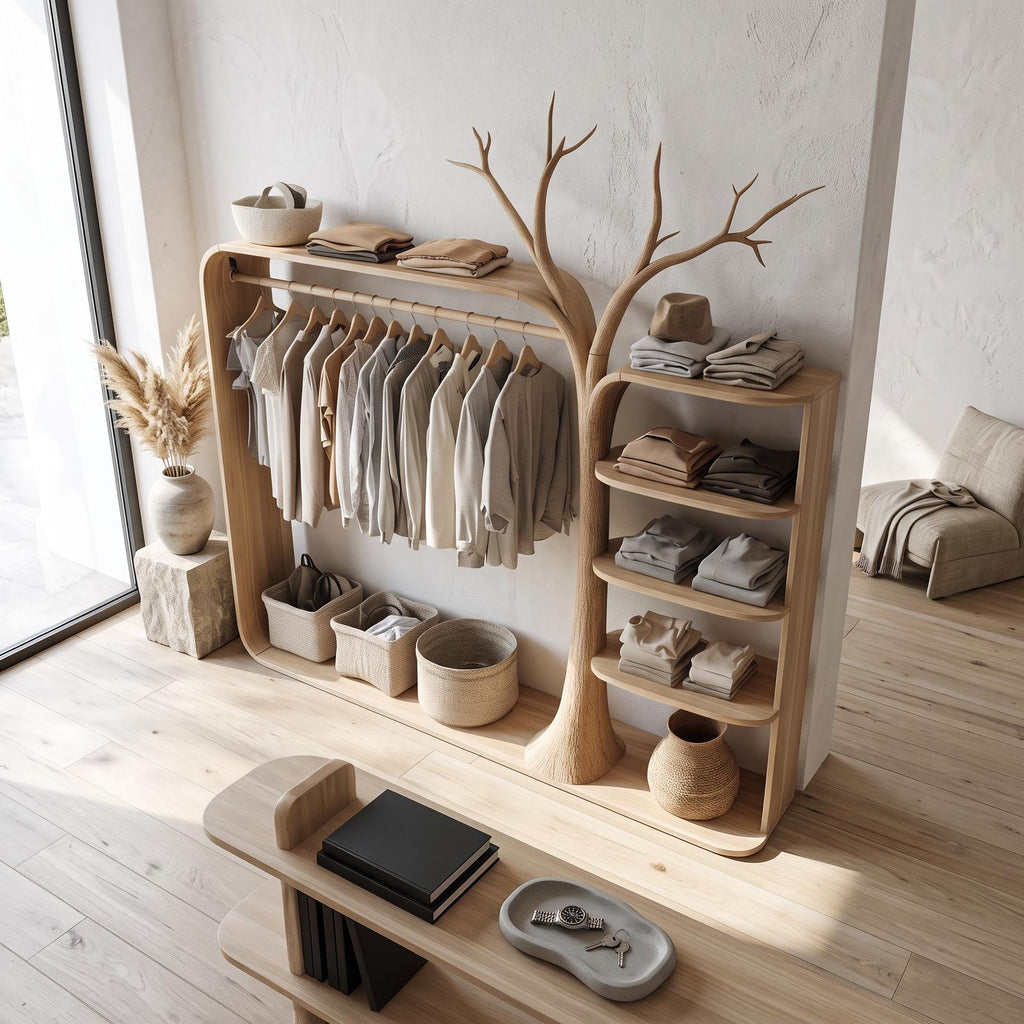 Rustic Clothing Stand Tree Shaped Bedroom Mudroom Entryway