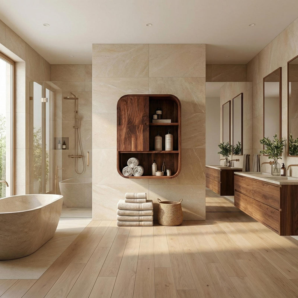 Organic Bathroom Cabinet, Solid Wood Rustic Storage Cupboard & Wall Organizer for Bathroom