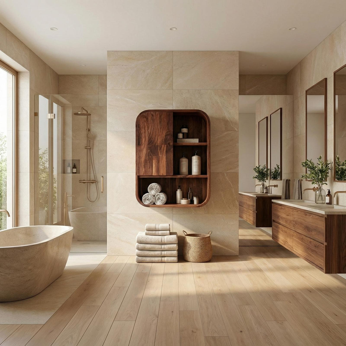 Organic Bathroom Cabinet, Solid Wood Rustic Storage Cupboard & Wall Organizer for Bathroom