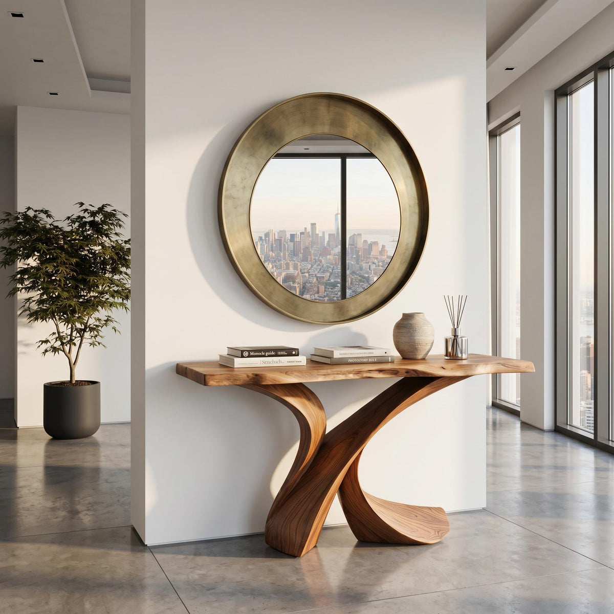 Rustic Wood Console Table Entryway Design