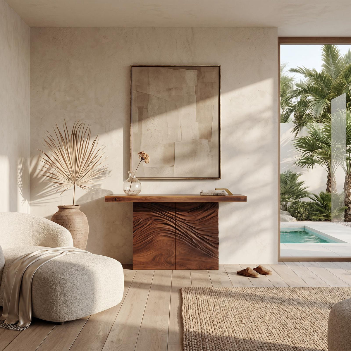Minimalist Organic Edge Accent Table For Entryway Interior Area