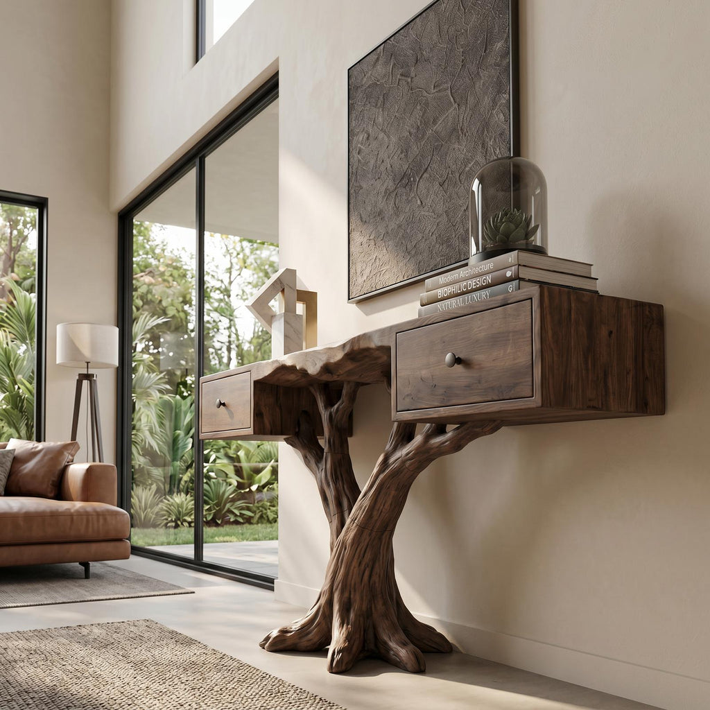 Organic Live Edge Console Table Contemporary Hallway