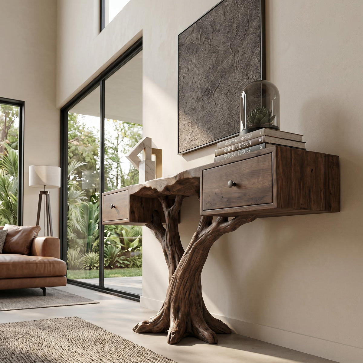 Organic Live Edge Console Table Contemporary Hallway