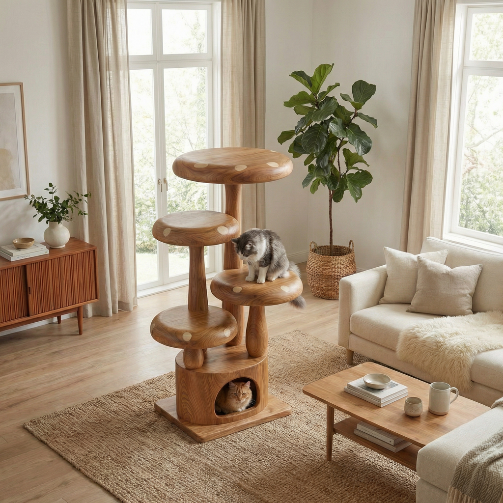 Modern Artistic Musrhroom Cat Tree For Living Room And Pet Corner